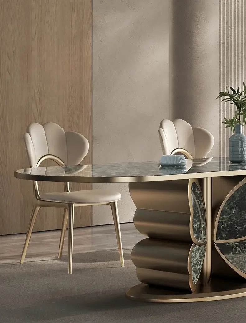 Butterfly Design Marble Dining Table Set