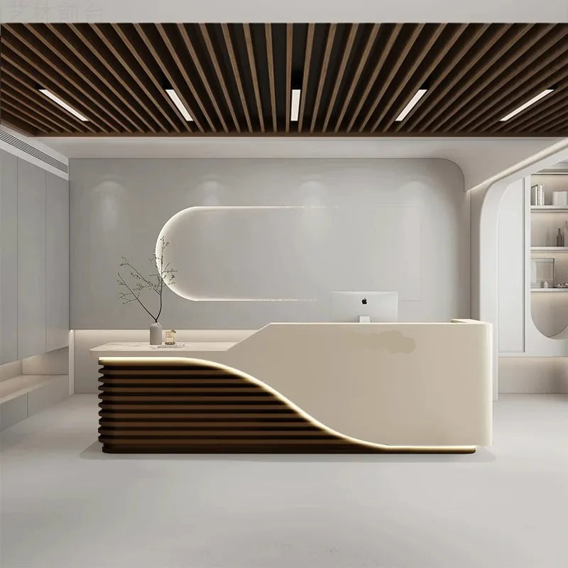 Modern Wooden Reception Desk With LED / Ruchi