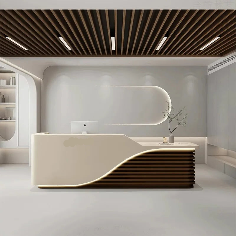 Modern Wooden Reception Desk With LED / Ruchi