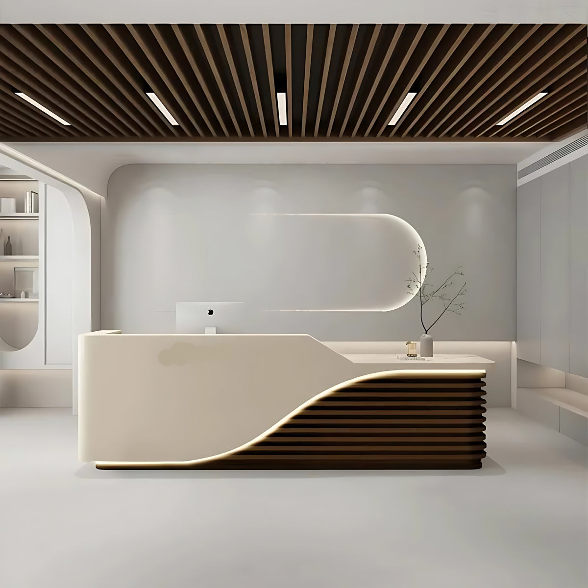 Modern Wooden Reception Desk With LED / Ruchi 