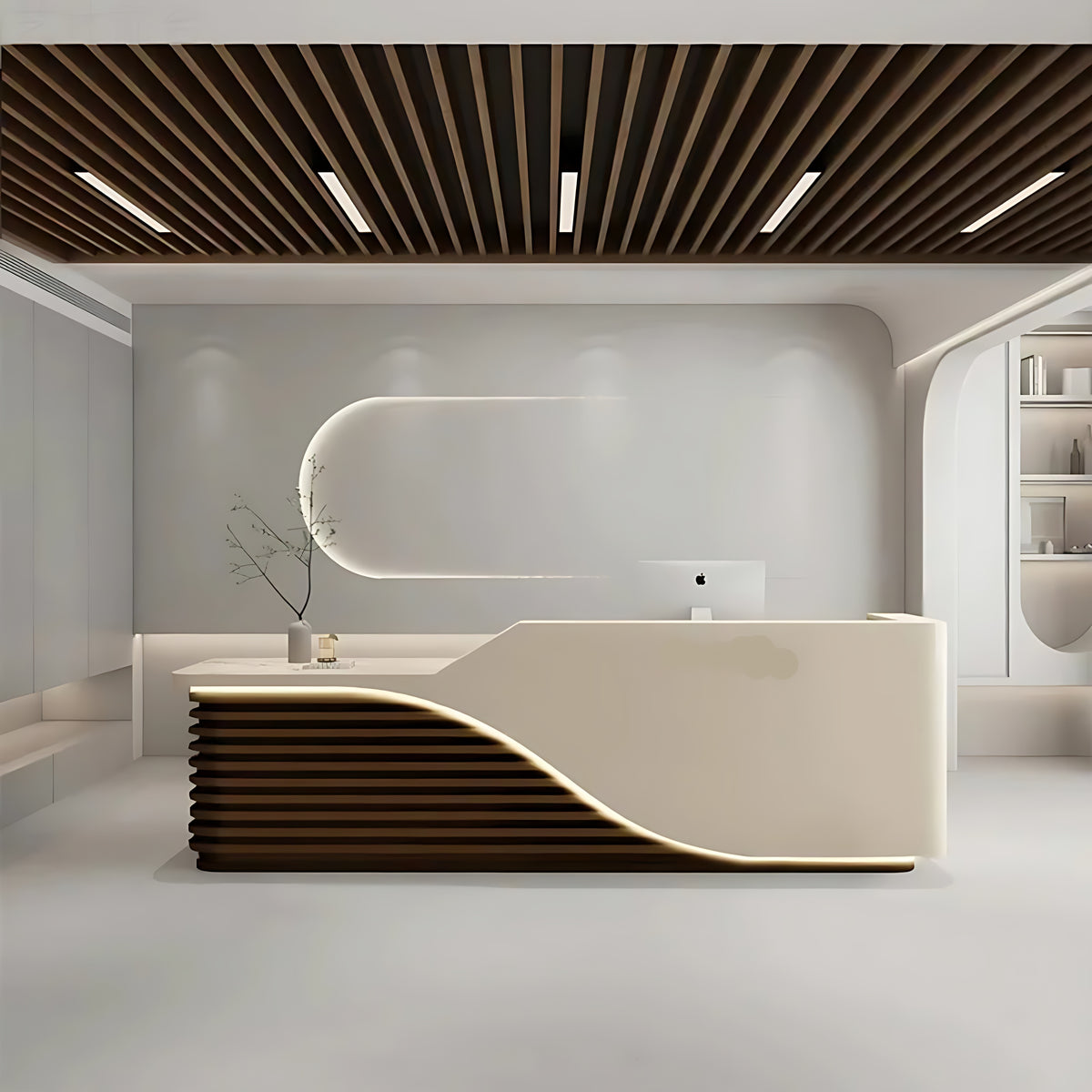 Modern Wooden Reception Desk With LED / Ruchi 