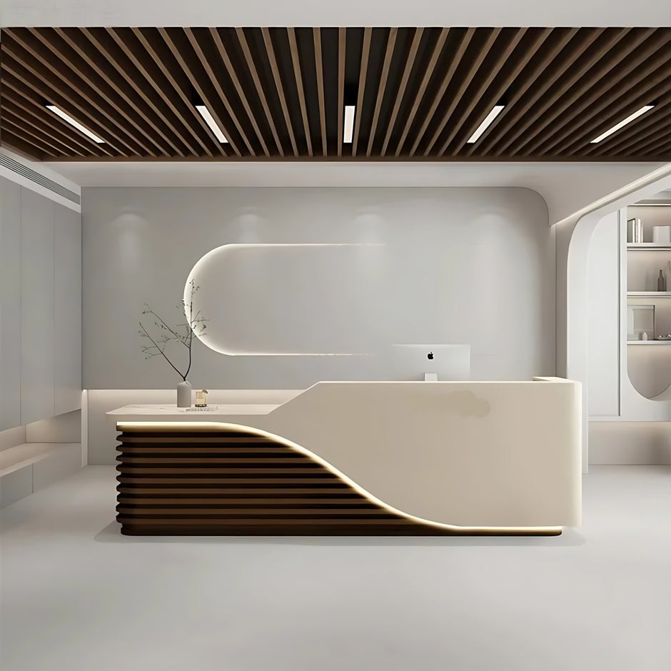 Modern Wooden Reception Desk With LED / Ruchi 