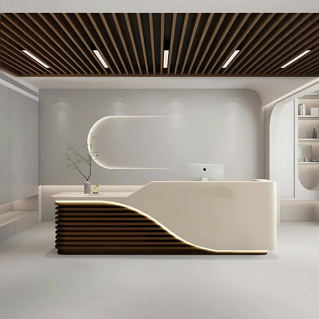 Modern Wooden Reception Desk With LED / Ruchi 