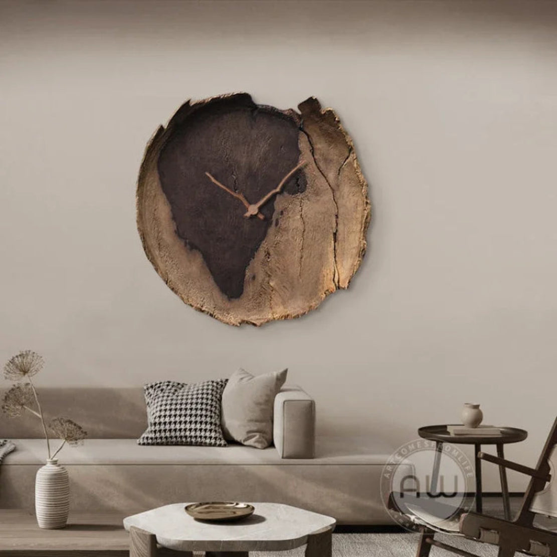 Wood Themed Round Wall Clock / Ruchi