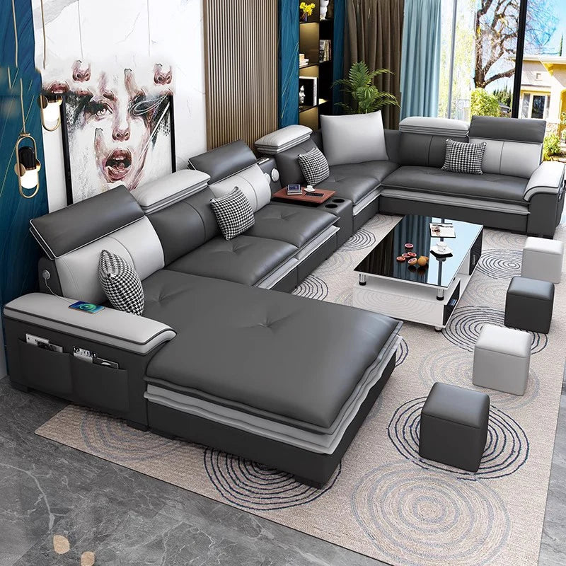 Relaxing U-Shaped Leather Sectional Sofa / Ruchi