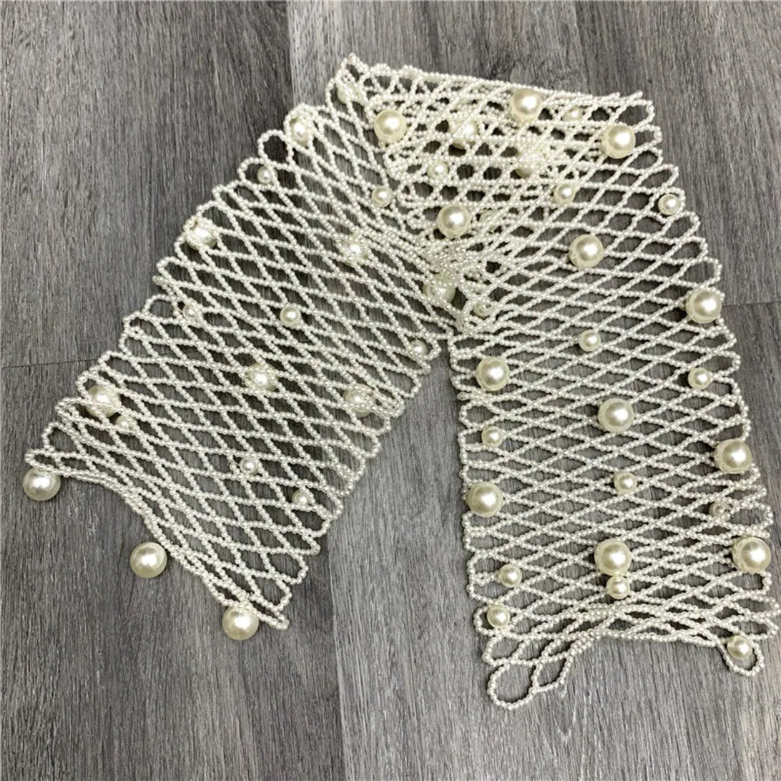 Super Wide White Handmade Pearl Waist Belt / Ruchi