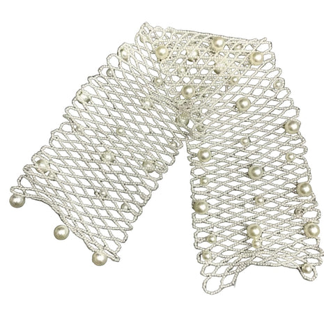 Super Wide White Handmade Pearl Waist Belt / Ruchi
