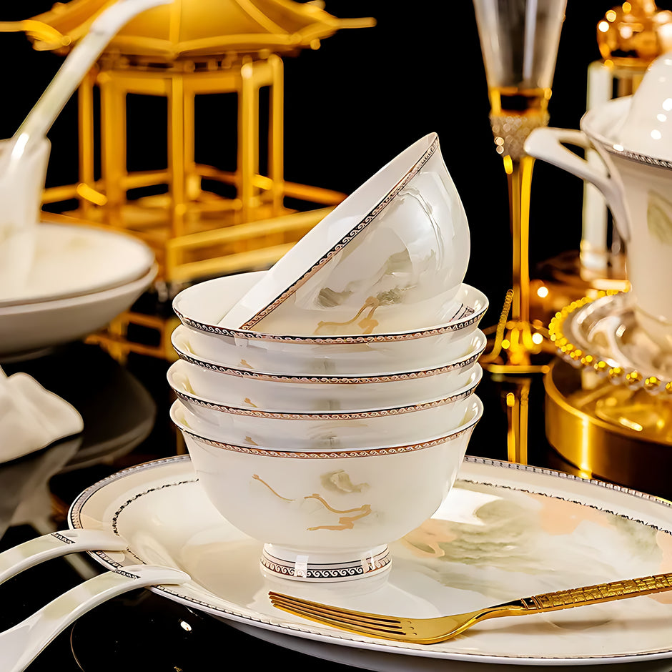Mountains and Mist Parttern 60Pcs Ceramic Dinnerware Set / Ruchi 