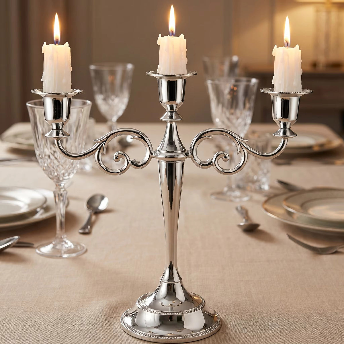 Vintage Metal Candle Holder Pillar / Ruchi