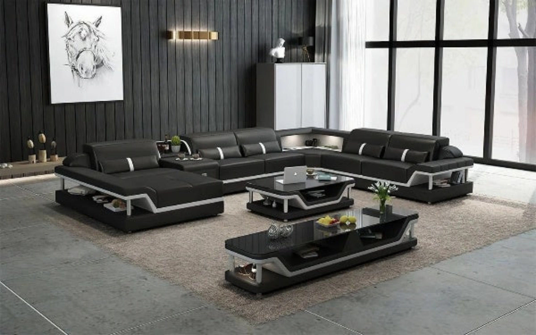Glamorous LED Sectional Leather Sofa / Ruchi