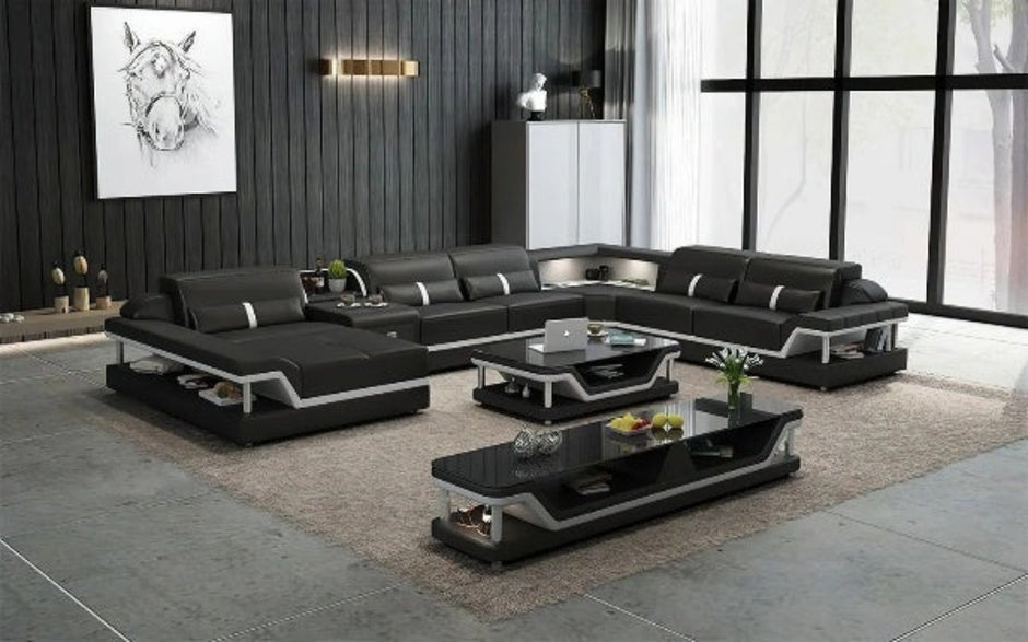 Glamorous LED Sectional Leather Sofa / Ruchi