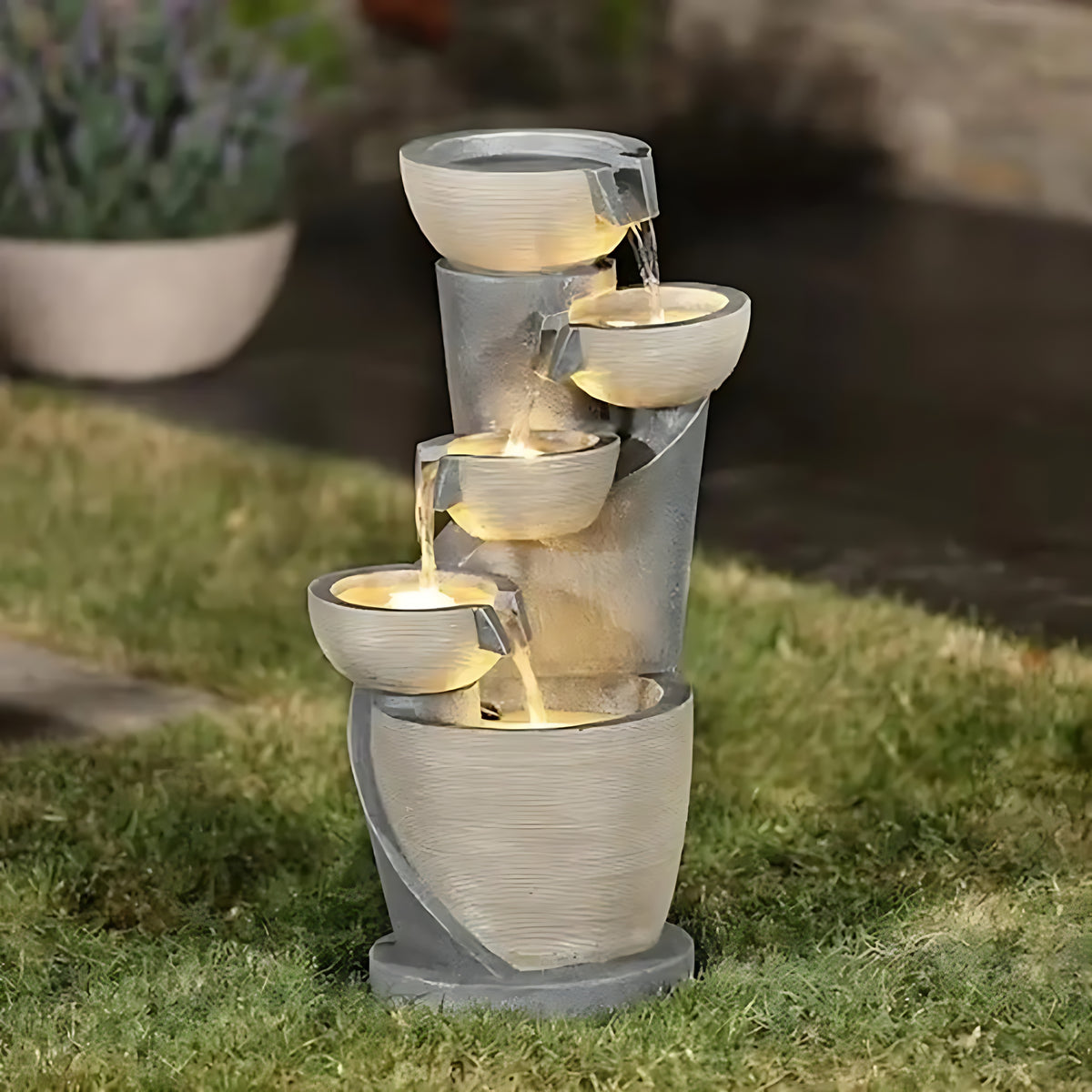 5-Tier Indoor/Outdoor LED Polyresin Water Fountain / Ruchi