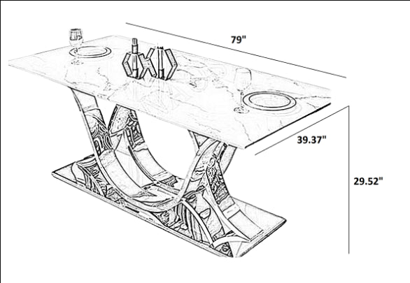 Captivating Base Marble Top Dining Table With 6 Chairs / Ruchi