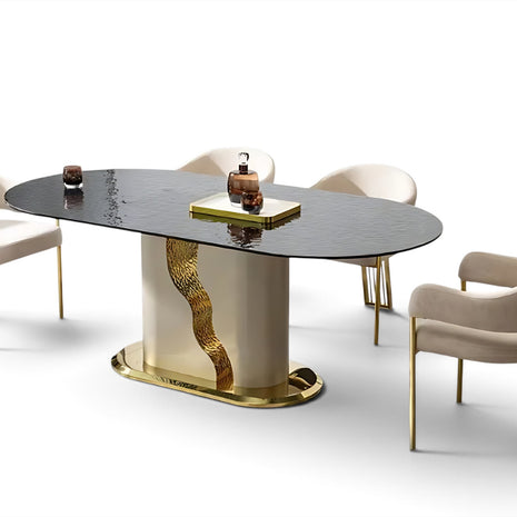 Glass Top Dining Table Set With 6 Chairs / Ruchi