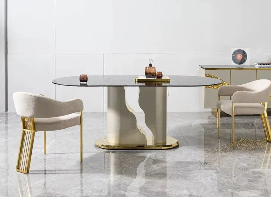 Glass Top Dining Table Set With 6 Chairs / Ruchi 