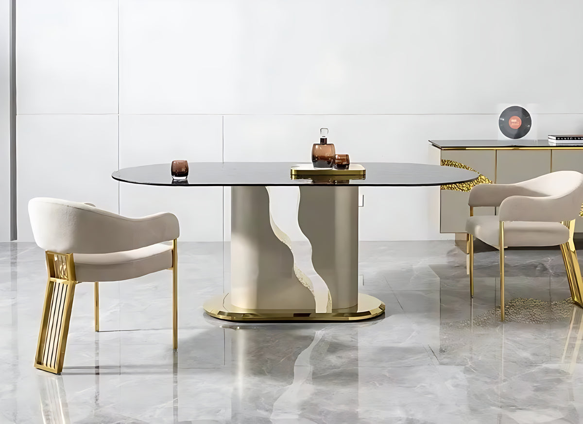 Glass Top Dining Table Set With 6 Chairs / Ruchi