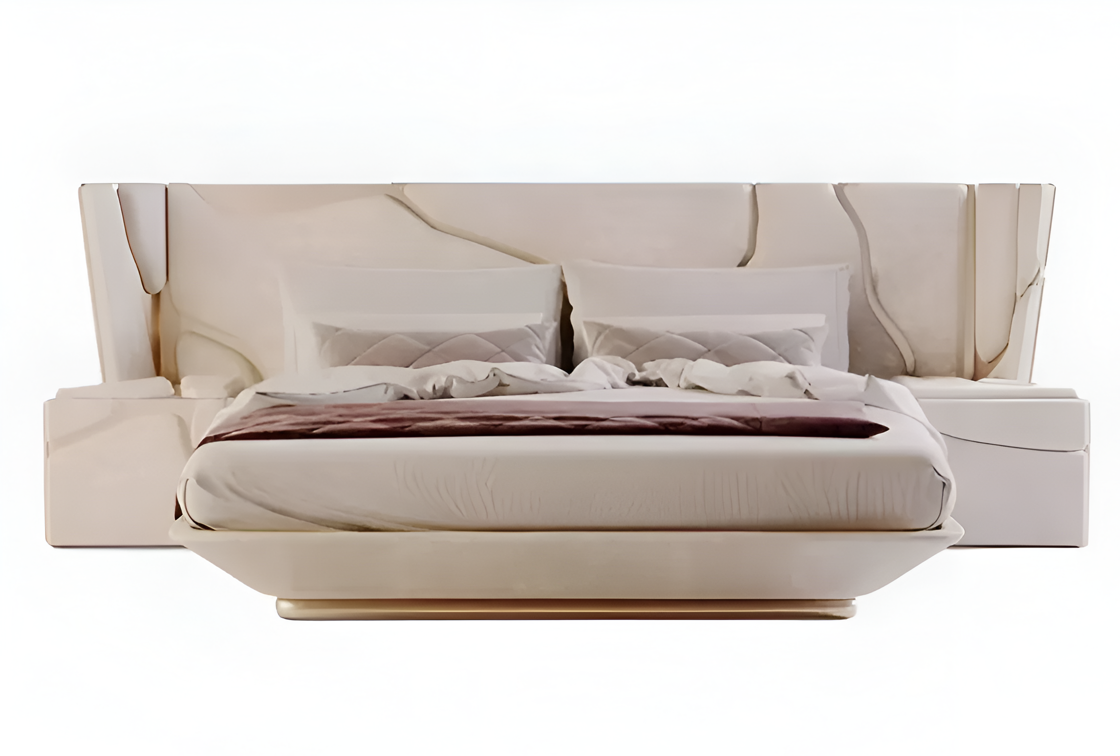 Golden Metallic Veins Design Velvet Bed