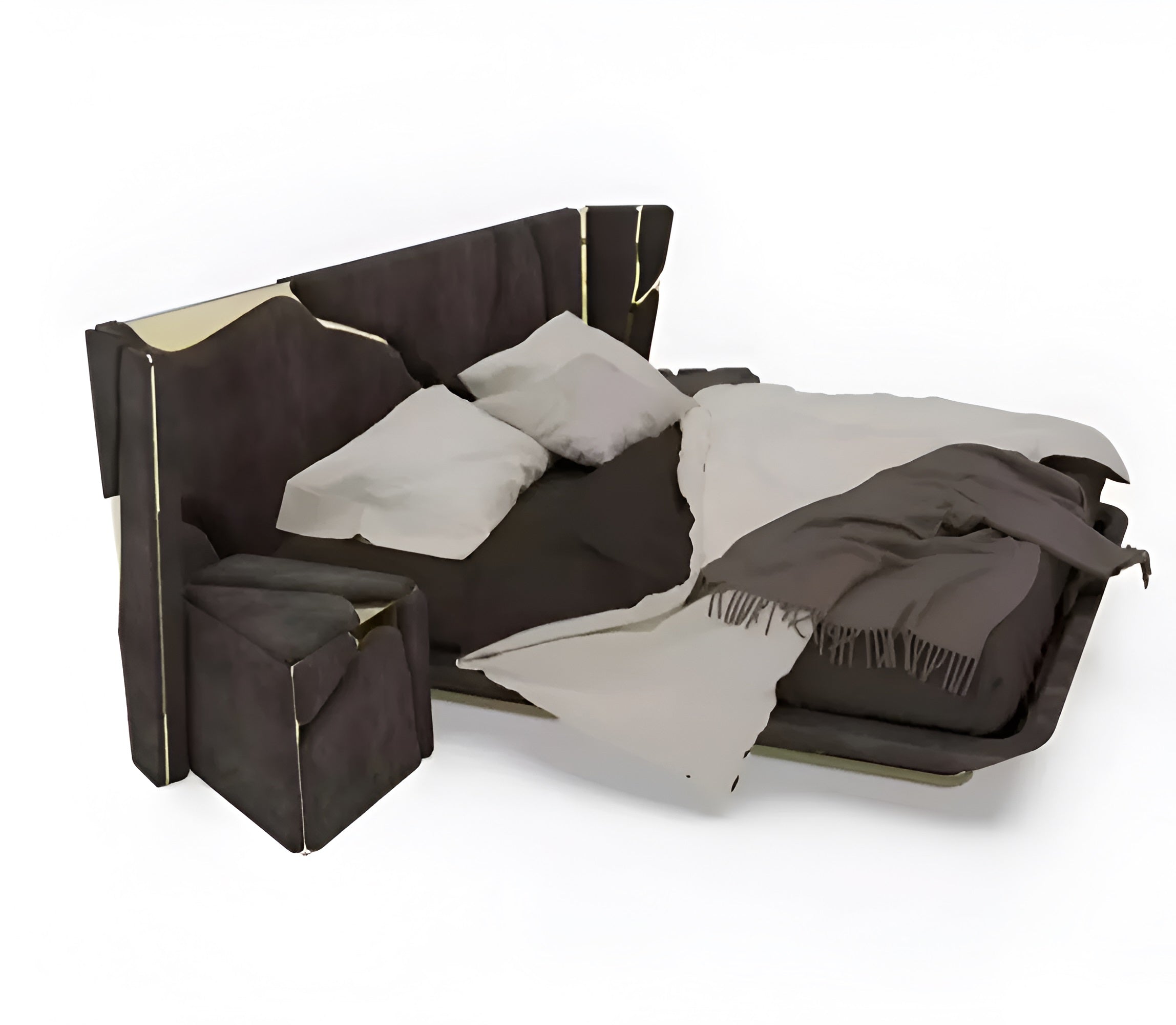 Golden Metallic Veins Design Velvet Bed / Ruchi