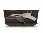 Golden Metallic Veins Design Velvet Bed