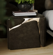 Golden Metallic Veins Design Velvet Bed