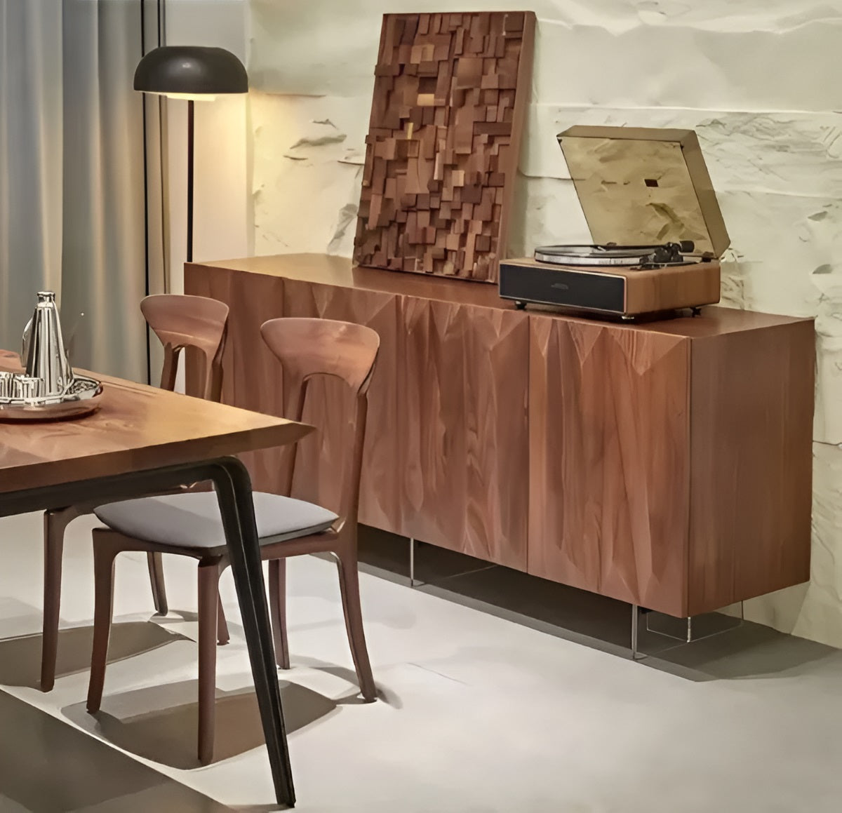 Geometric Design Modern Wooden Buffet Table / Ruchi