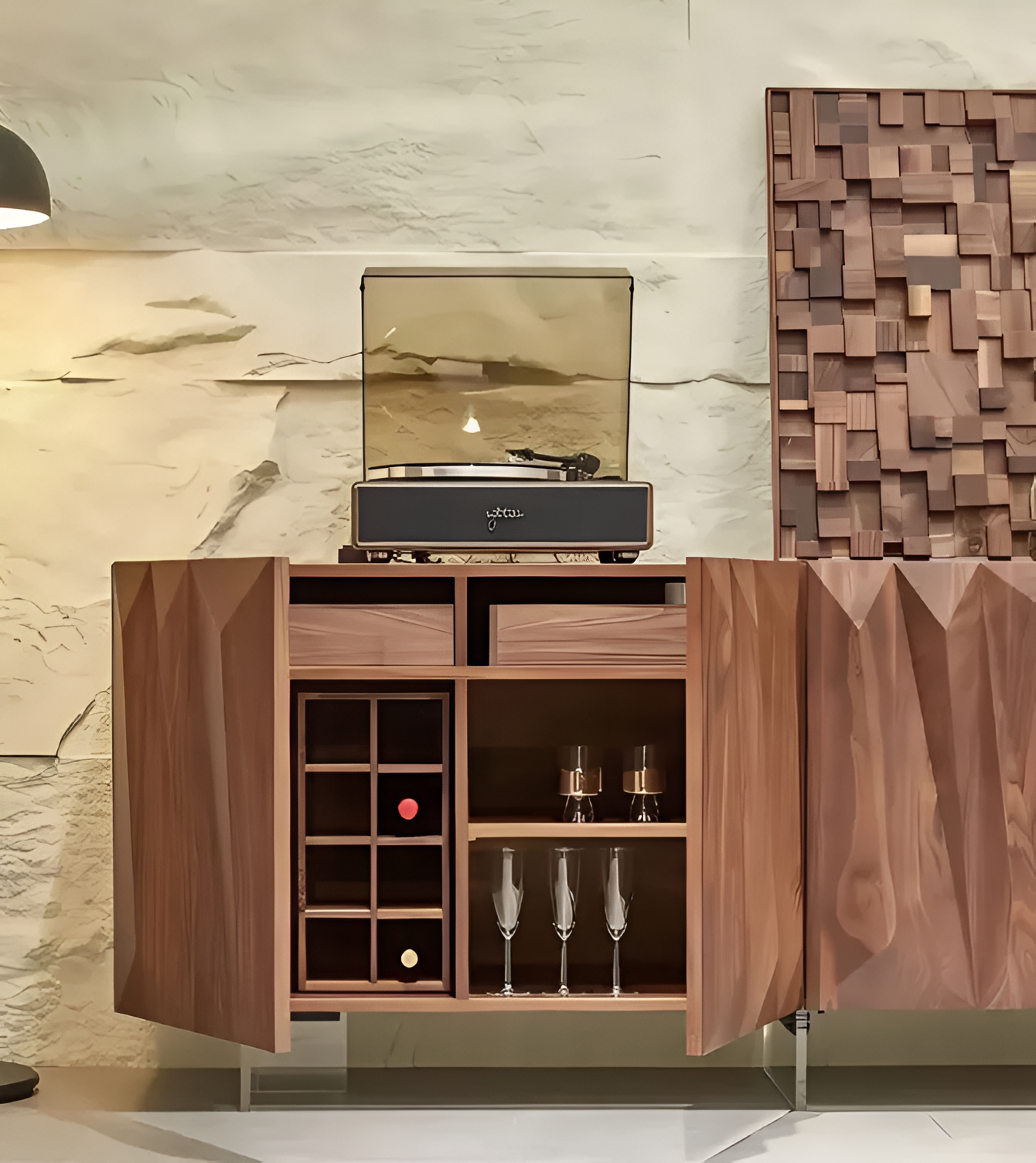 Geometric Design Modern Wooden Buffet Table / Ruchi