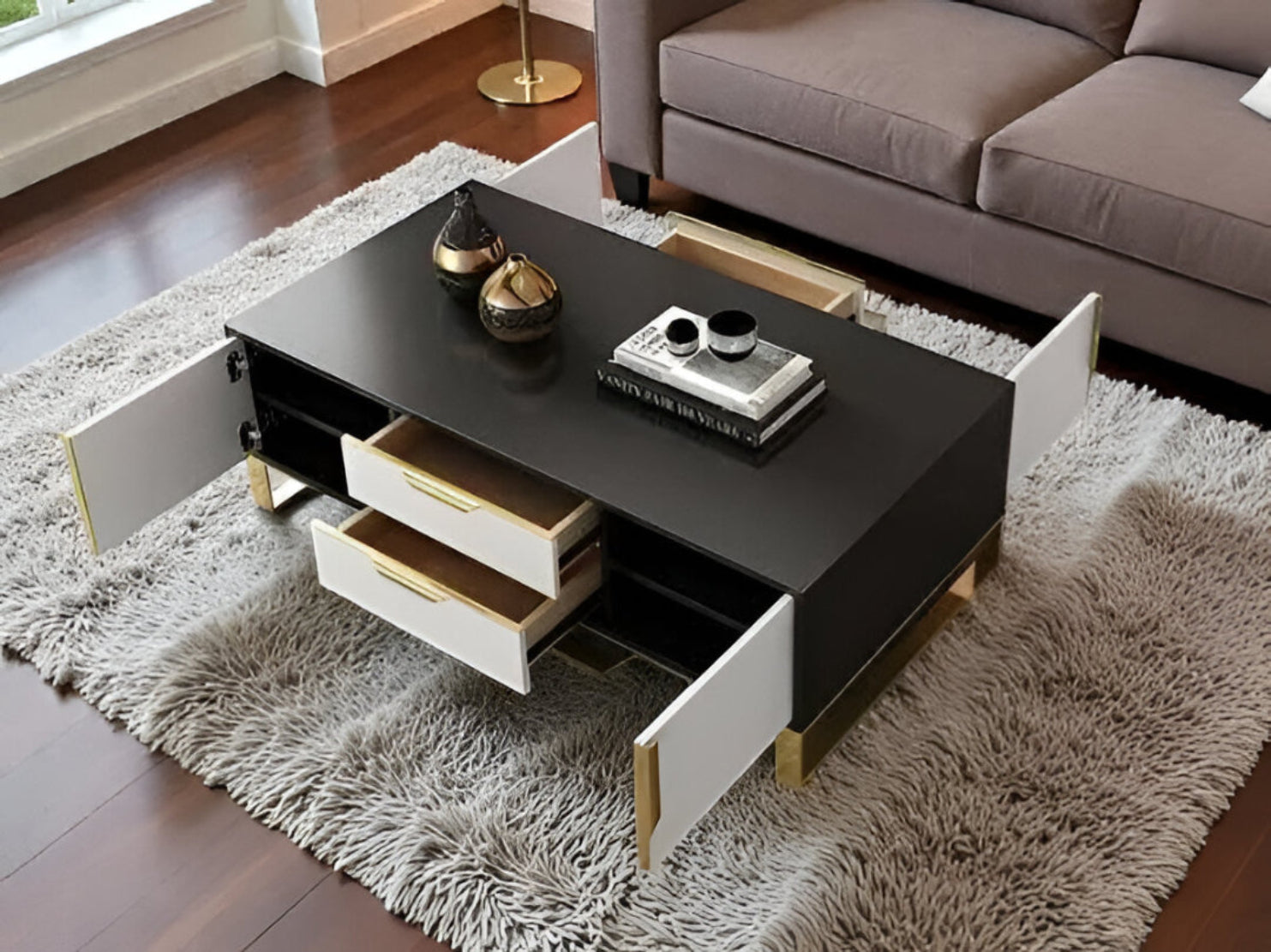 Modern Luxurious Black Velvet Sofa Set