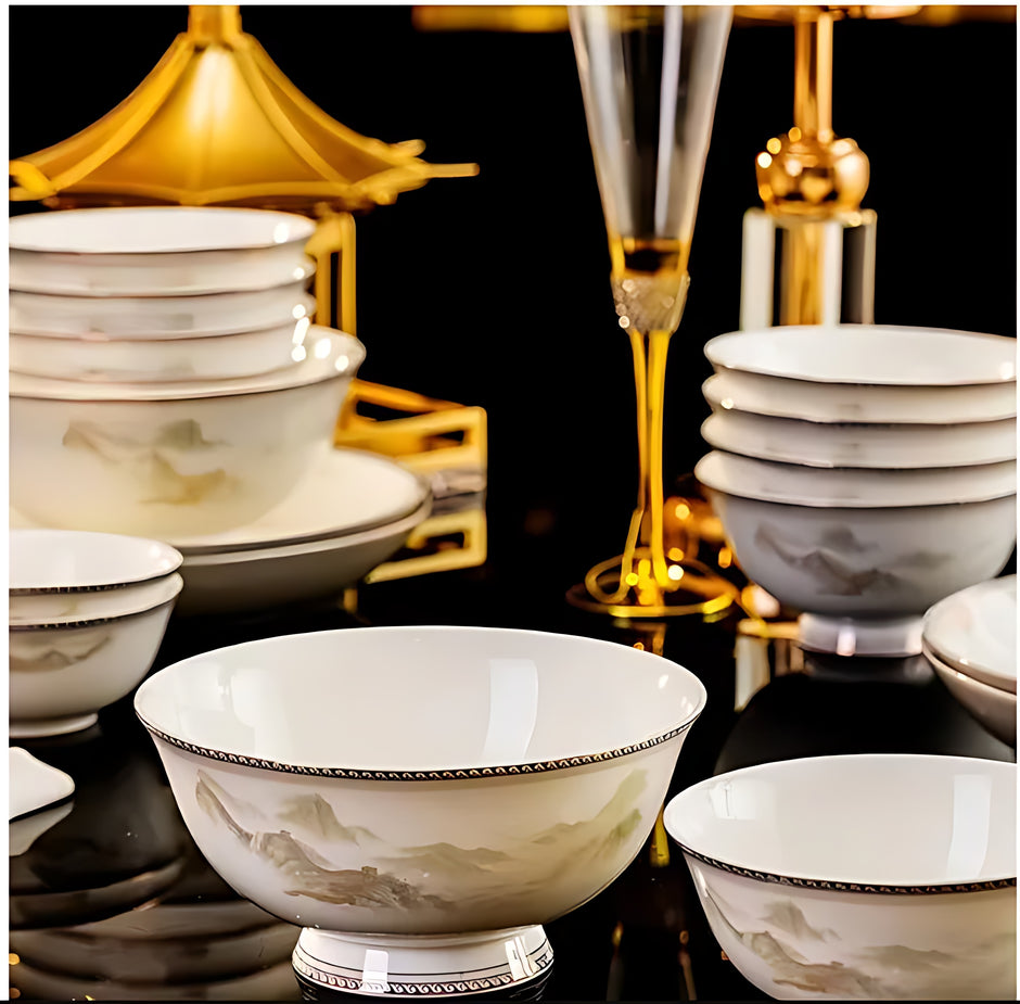 Mountains and Mist Parttern 60Pcs Ceramic Dinnerware Set / Ruchi 