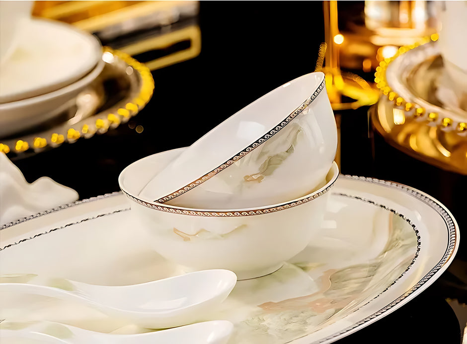 Mountains and Mist Parttern 60Pcs Ceramic Dinnerware Set / Ruchi 
