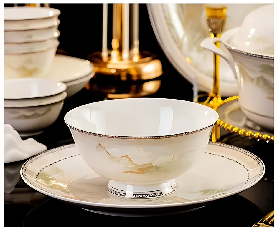 Mountains and Mist Parttern 60Pcs Ceramic Dinnerware Set / Ruchi 