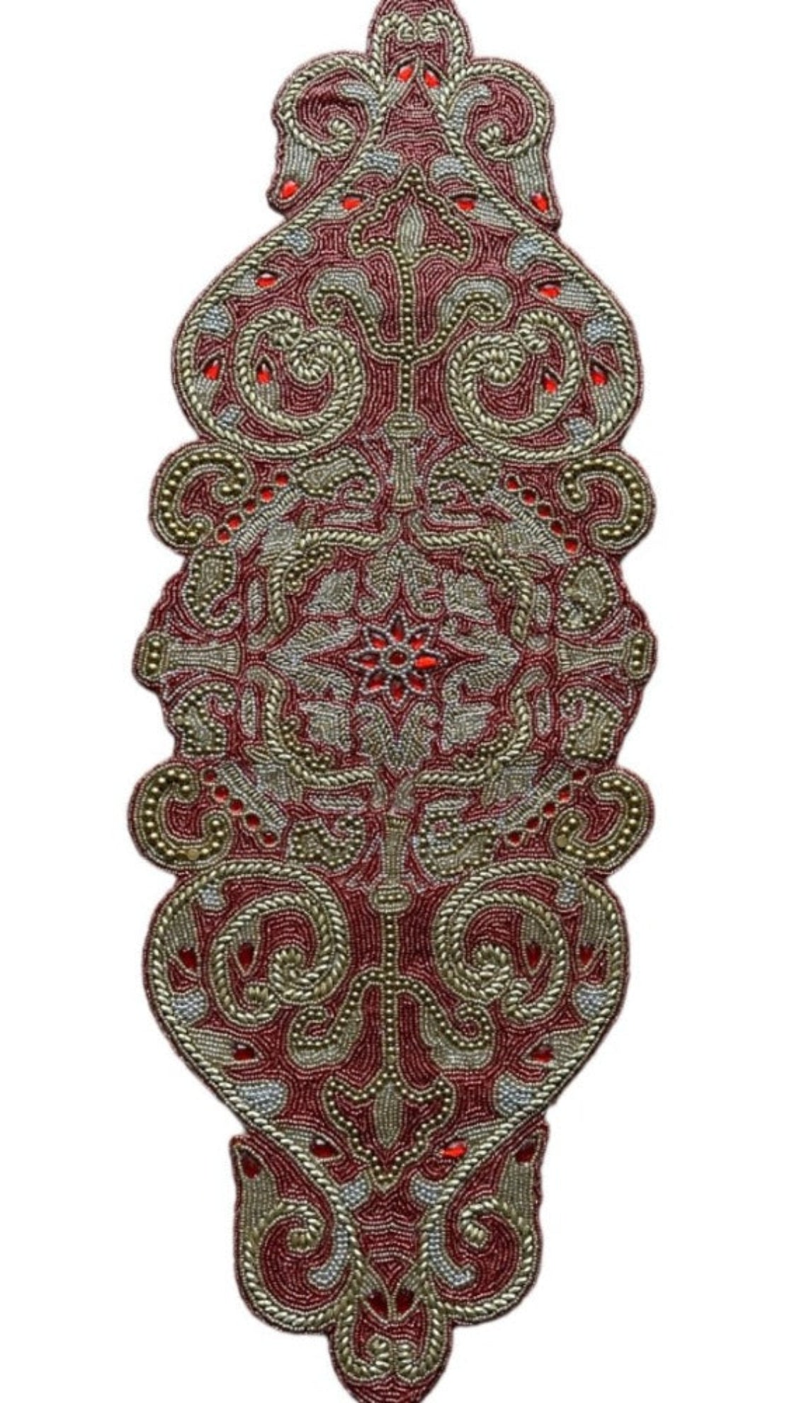 Red Stone Beaded Table Runner / Ruchi