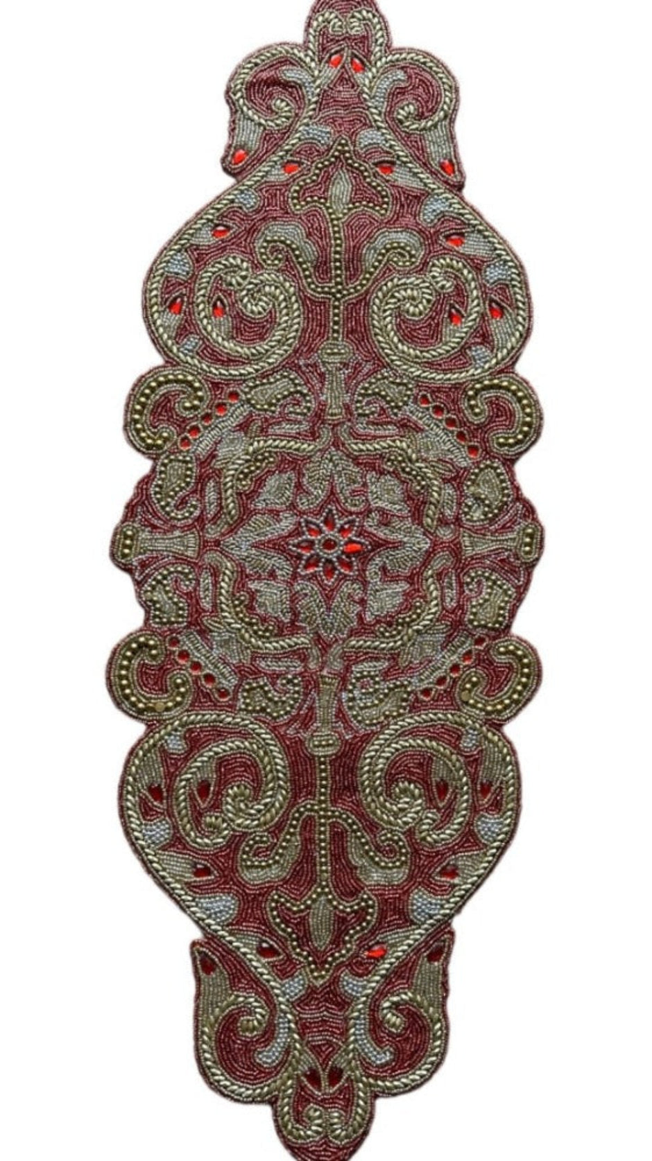 Red Stone Beaded Table Runner / Ruchi