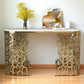 Luxurious Contemporary Metal Console Table With Marble Top