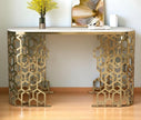 Luxurious Contemporary Metal Console Table With Marble Top / Ruchi