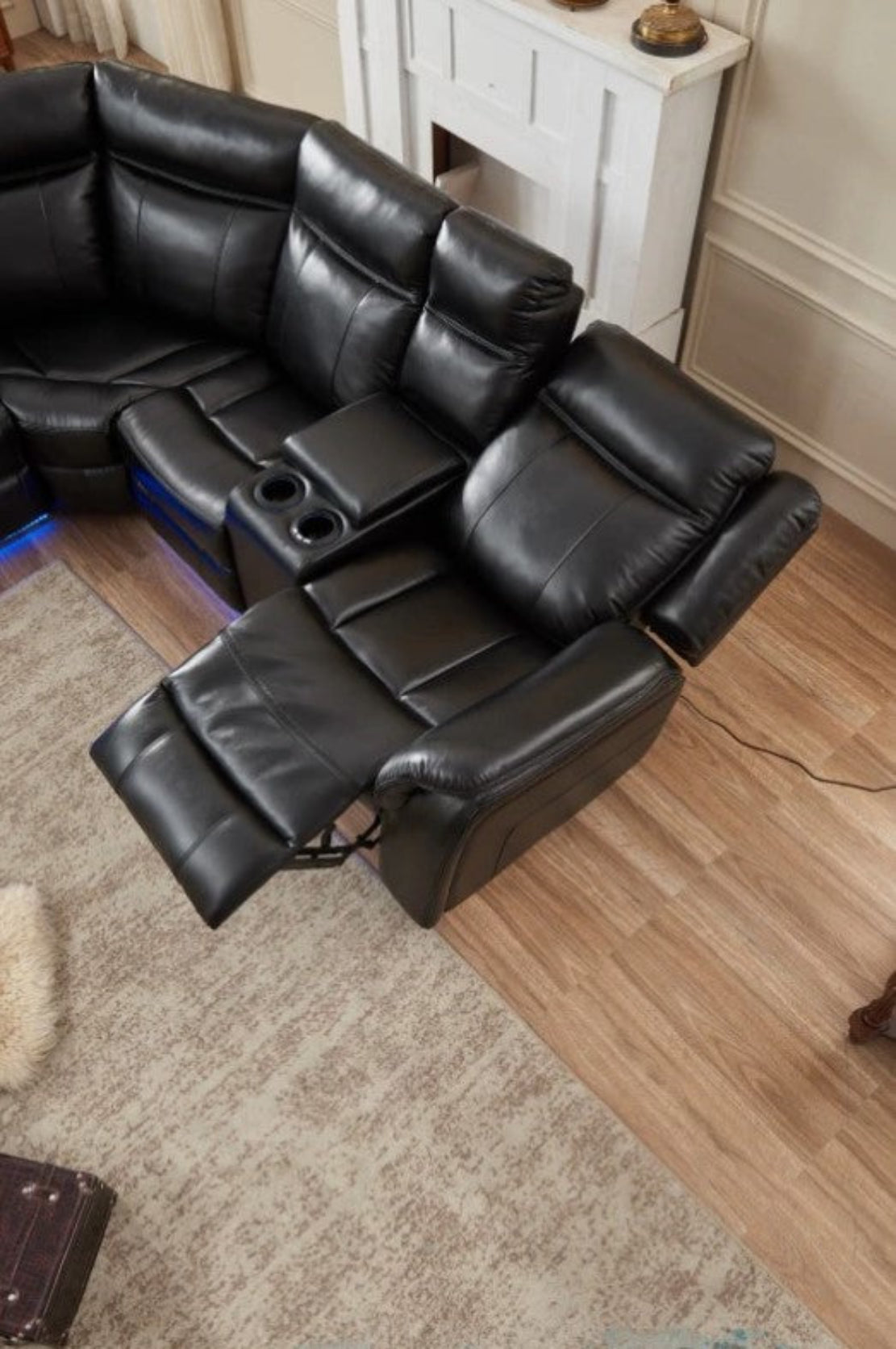 Leather Power Recliner LED Sectional Sofa  / Ruchi