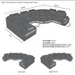 Elegant U-Shaped LED Function Sectional Spacious Fabric Sofa / Ruchi