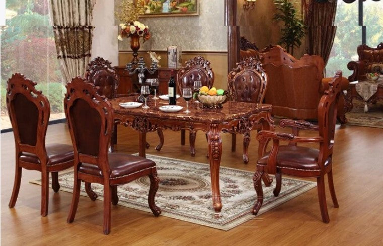 European Leather Upholstered Dining Chairs Set Of 4 / Ruchi