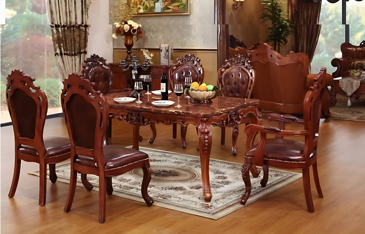 European Leather Upholstered Dining Chairs Set Of 4 / Ruchi