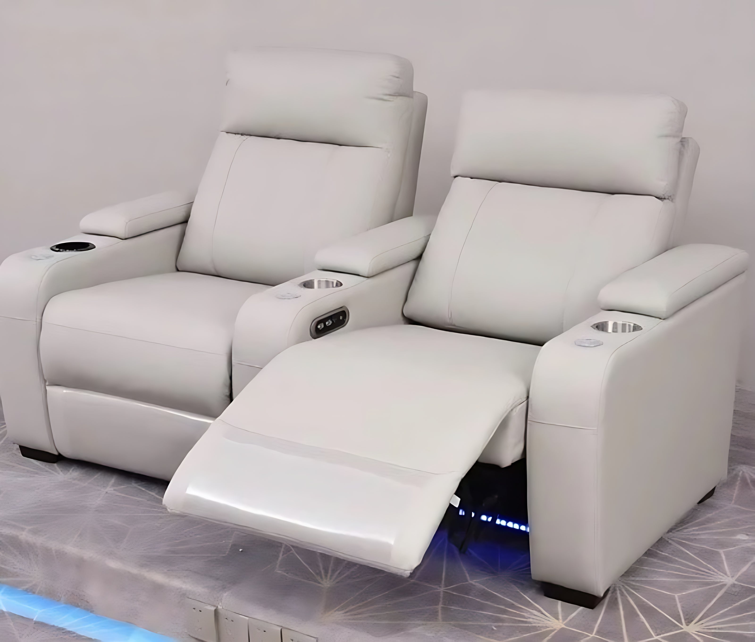 Multifunctional Theater LED Leather Power Recliner Sofa / Ruchi