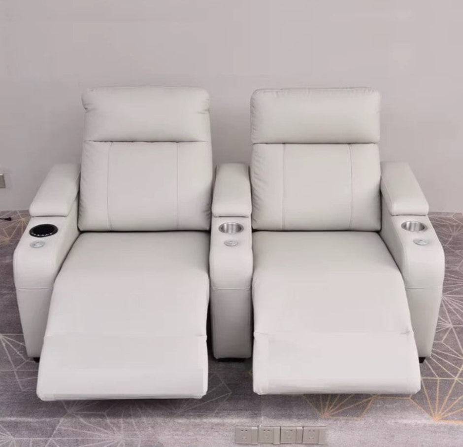 Multifunctional Theater LED Leather Power Recliner Sofa / Ruchi 