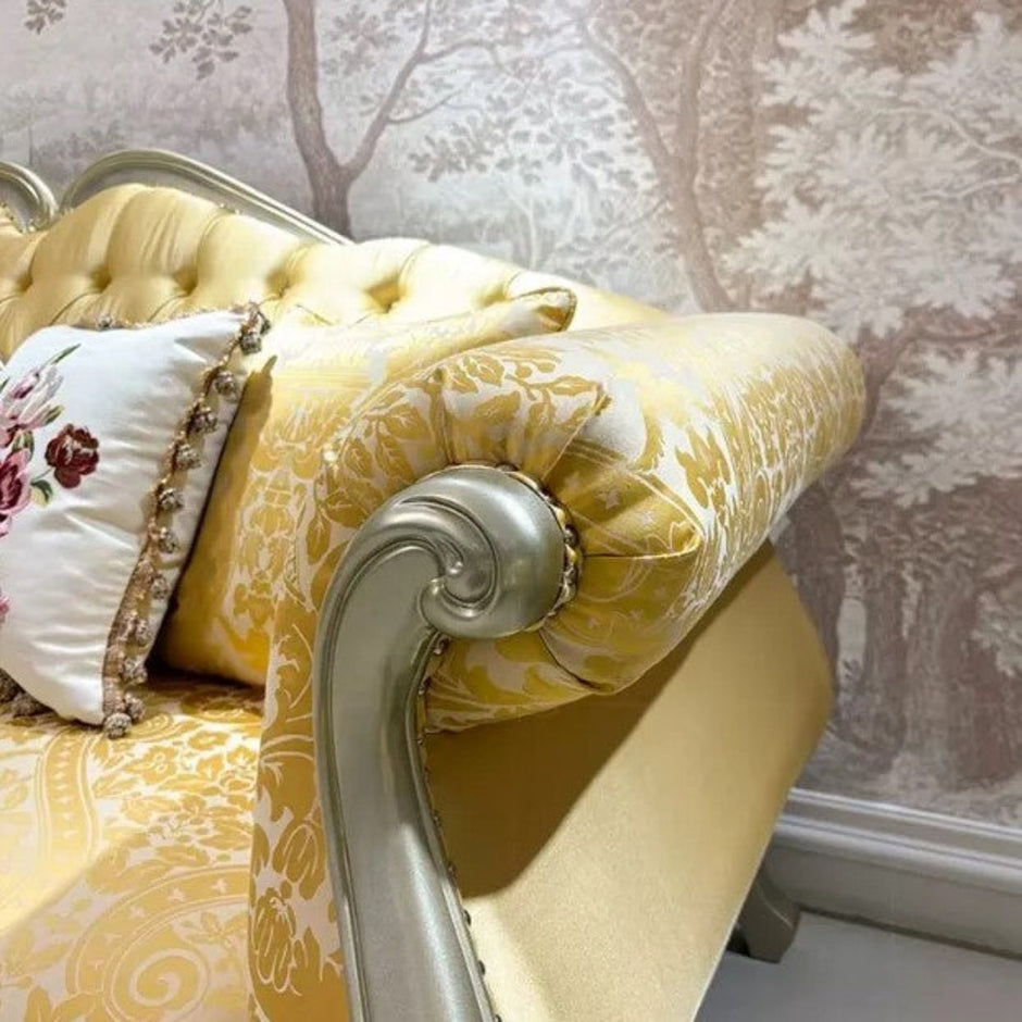 Printed Fabric Upholstered European Sofa Set