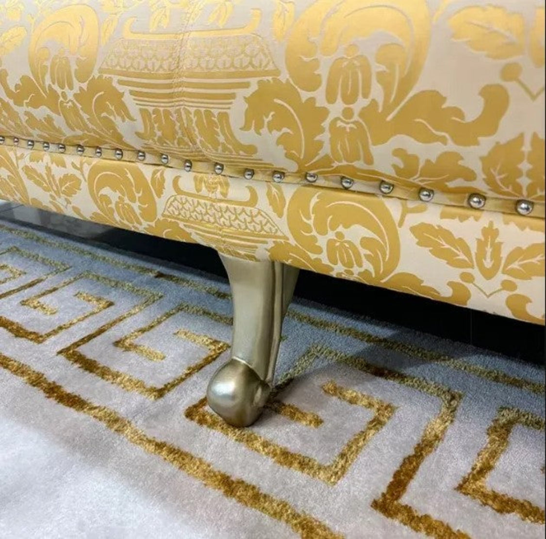 Printed Fabric Upholstered European Sofa Set
