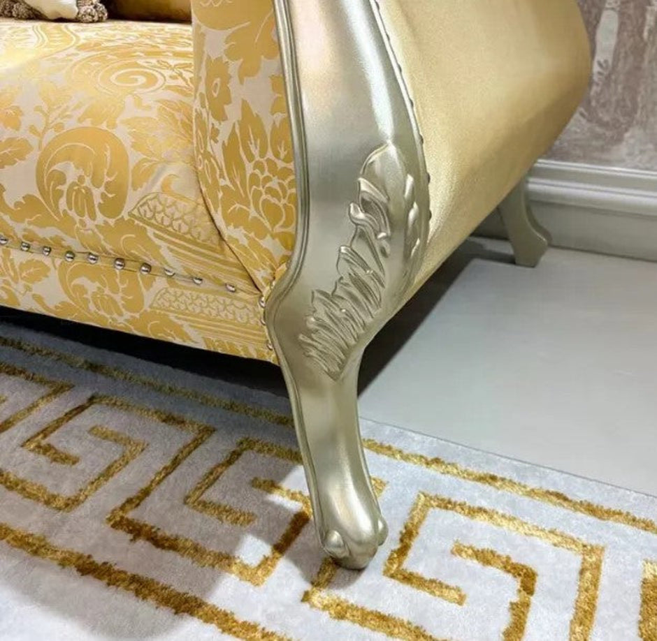 Printed Fabric Upholstered European Sofa Set