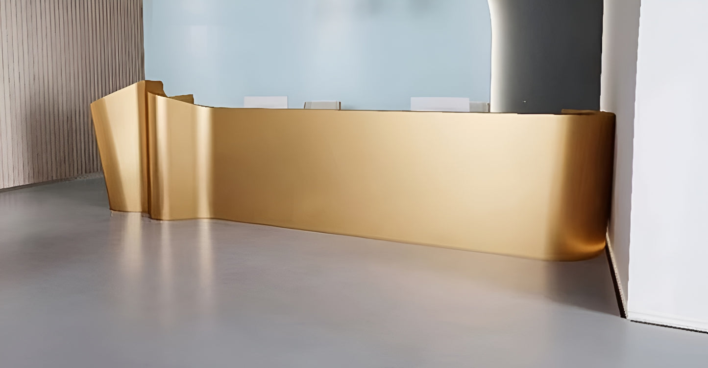 Golden Luxury Wooden Reception Desk / Ruchi
