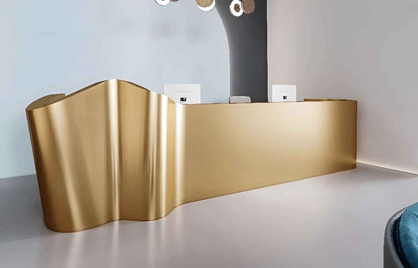 Golden Luxury Wooden Reception Desk / Ruchi