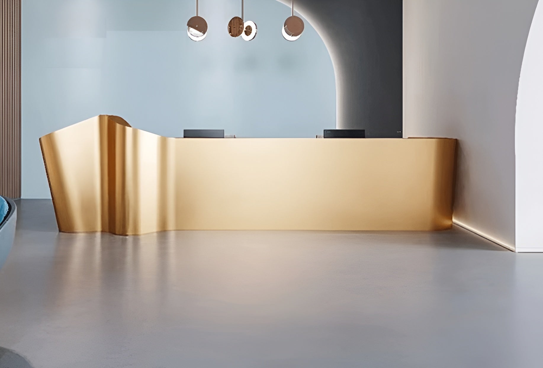 Golden Luxury Wooden Reception Desk / Ruchi