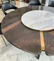 Shiny Wooden Top Round Dining Table Set