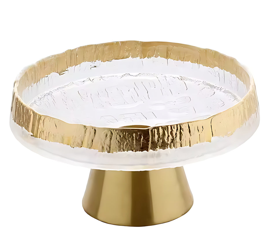 Golden Glass Top Fruit Bowl Stand / Ruchi