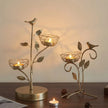 Golden Metal Bird And Branch Tealight Candle Holder / Ruchi