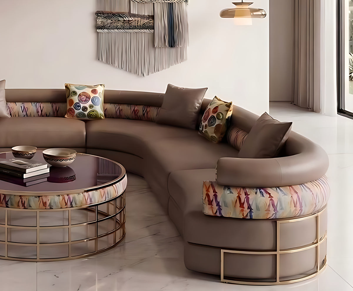 Multicolor U-Shaped Leather Sectional Round Sofa / Ruchi